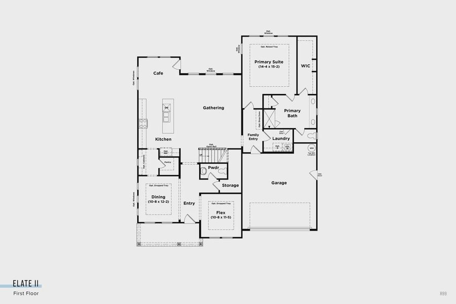 2D floor plan layout for the Elate II by DRB Homes in Richvale Estates, Fairview, TN (Image 2). 2D floor plan layout for the Elate II by DRB Homes in Richvale Estates, Fairview, TN (Image 2).