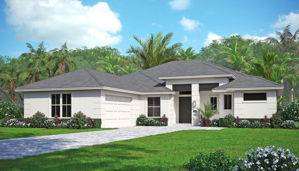 Representative exterior photo of a completed home built from the Willow by GHO Homes in Belterra, Port St. Lucie, FL (Image 1).