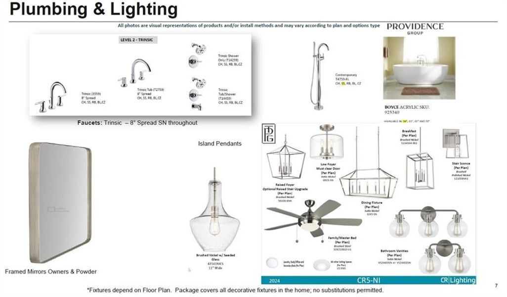 Light fixtures and plumbing finish