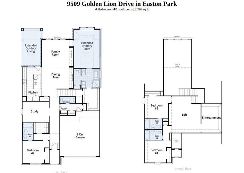 2D floor plan layout of this home in Easton Park, Austin, TX (Image 4). 2D floor plan layout of this home in Easton Park, Austin, TX (Image 4).