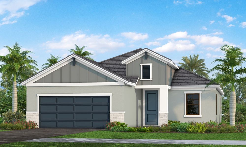 Representative exterior photo of a completed home built from the White Star by Neal Communities in Palm Grove, Bradenton, FL (Image 2). Representative exterior photo of a completed home built from the White Star by Neal Communities in Palm Grove, Bradenton, FL (Image 2).
