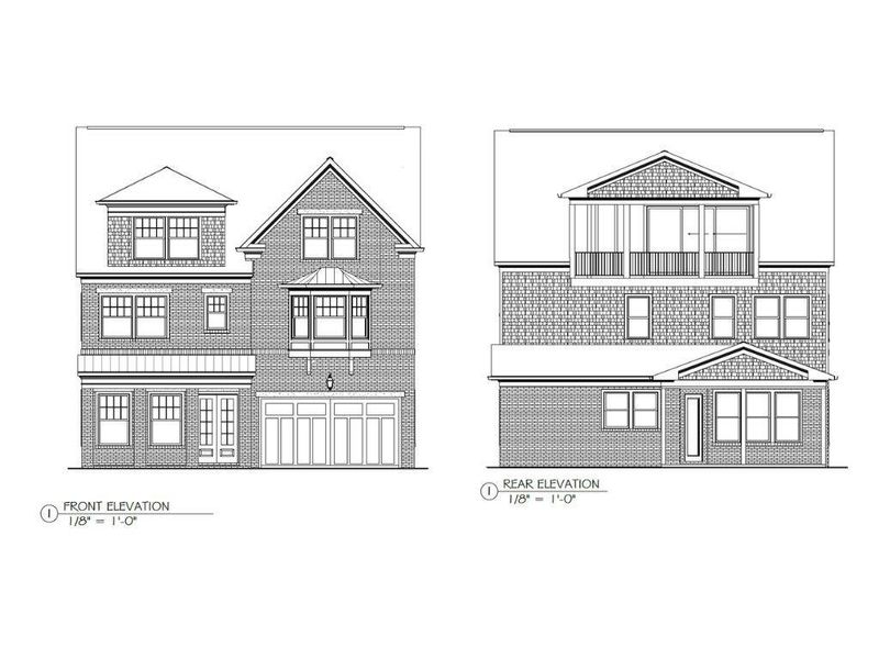 Exterior rendering of this home design in Laurel View, Suwanee, GA (Image 4).