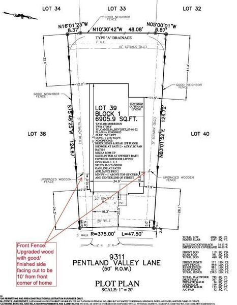 9311 Pentland Valley Lane Preliminary Plot Plan 9311 Pentland Valley Lane Preliminary Plot Plan