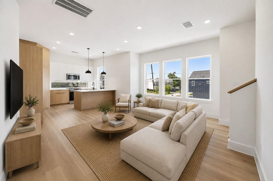Virtually staged living area