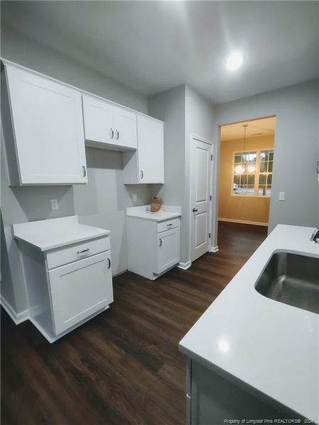 Kitchen view into formal dining