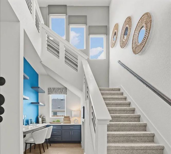 Representative furnished interior of a home built from the Dayton by Chesmar Homes in Newhaven, Manor (Image 11).