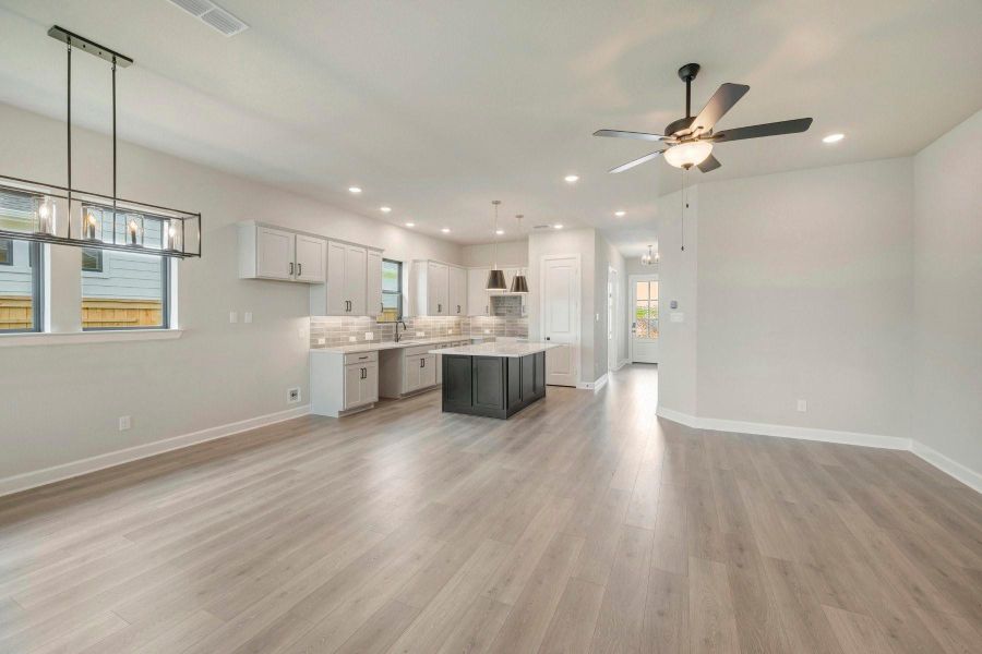 Furnished interior view inside a new home in Sienna - Landmark Row Collection, Missouri City (Image 10). Furnished interior view inside a new home in Sienna - Landmark Row Collection, Missouri City (Image 10).