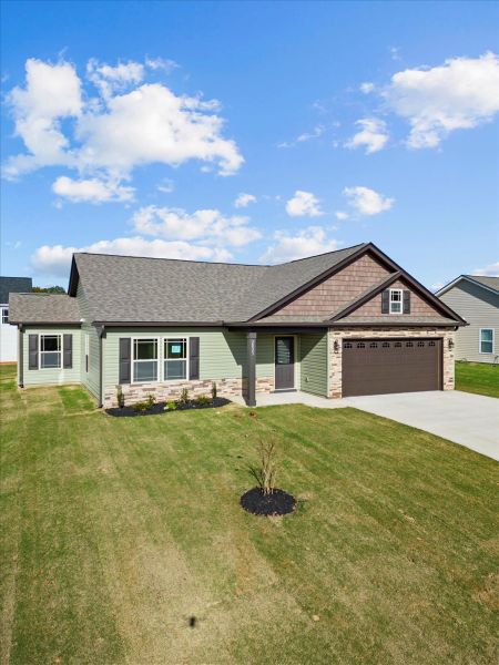 Representative exterior details of a home built from the Rozlynn by Enchanted Homes in New Prospect Haven, Inman (Image 3).