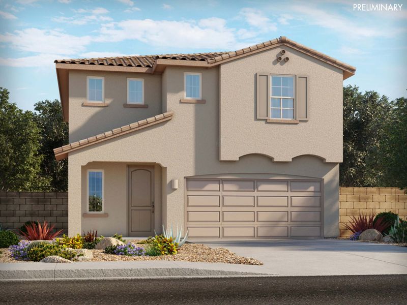 Representative exterior photo of a completed home built from the Park by Meritage Homes in Sonora at Entrada del Pueblo, Sahuarita, AZ (Image 9).