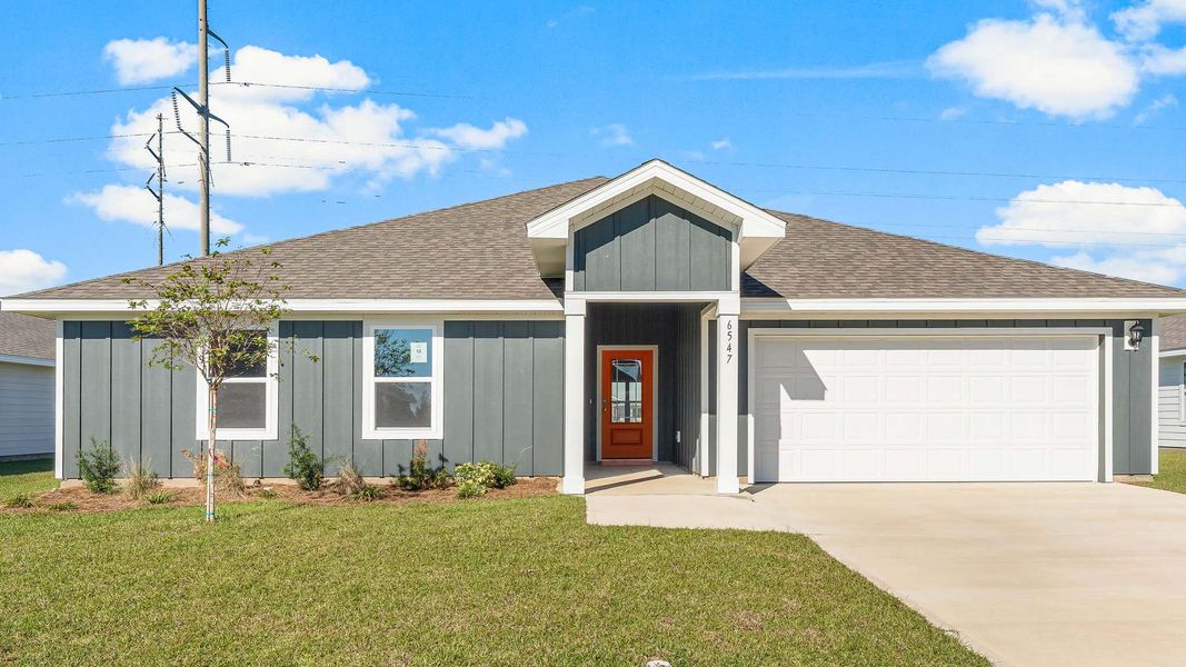 Representative exterior photo of a completed home built from the The Denton by D.R. Horton in Liberty, Panama City, FL (Image 17).