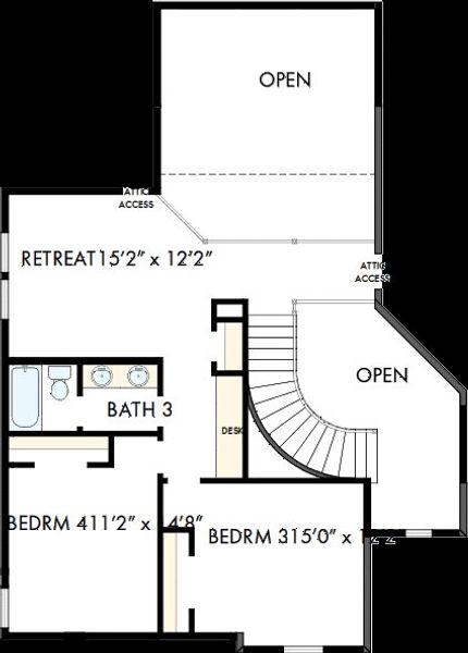 2D floor plan layout of this home in Terraces – Classics, Rockwall, TX (Image 3). 2D floor plan layout of this home in Terraces – Classics, Rockwall, TX (Image 3).