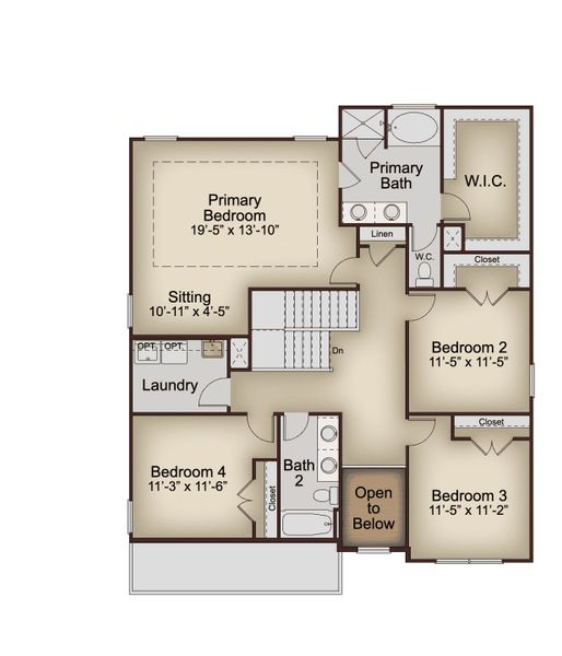 2D floor plan layout for the Inwood by McKinley Homes in Stratford Square, Lawrenceville, GA (Image 5). 2D floor plan layout for the Inwood by McKinley Homes in Stratford Square, Lawrenceville, GA (Image 5).