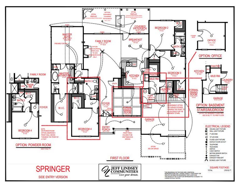 2D floor plan layout for the Springer A by Jeff Lindsey Communities in Belle Hall, Newnan, GA (Image 2).