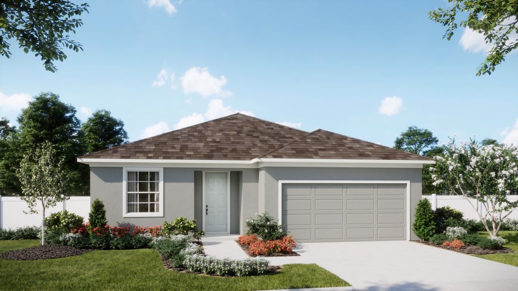 Representative exterior photo of a completed home built from the Luna by Risewell Homes in Trinity Gardens, Deland, FL (Image 2). Representative exterior photo of a completed home built from the Luna by Risewell Homes in Trinity Gardens, Deland, FL (Image 2).