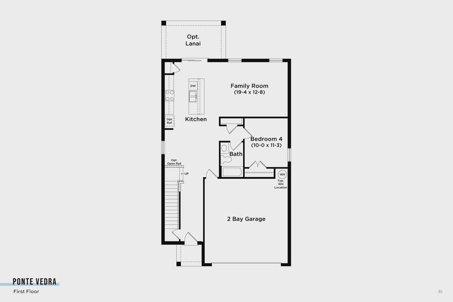 2D floor plan layout for the Ponte Vedra by DRB Homes in Grasslands West, Lakeland, FL (Image 3).