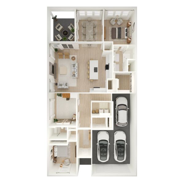 2D floor plan layout for the Kerr by K. Hovnanian® Homes in K. Hovnanian's® Four Seasons at Lakes of Cane Bay, Summerville, SC (Image 4). 2D floor plan layout for the Kerr by K. Hovnanian® Homes in K. Hovnanian's® Four Seasons at Lakes of Cane Bay, Summerville, SC (Image 4).
