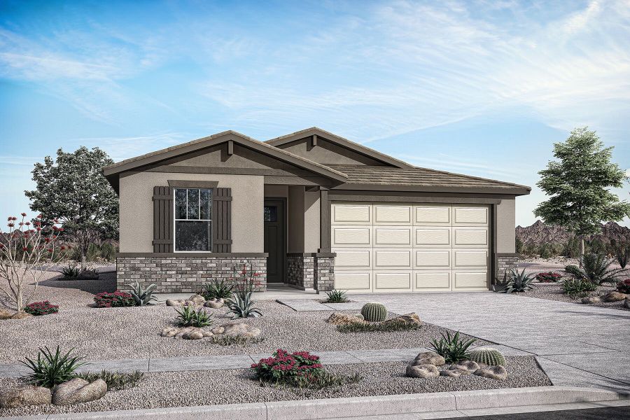 Representative exterior photo of a completed home built from the Ginger by Mattamy Homes in Empire Pointe, Queen Creek, AZ (Image 2). Representative exterior photo of a completed home built from the Ginger by Mattamy Homes in Empire Pointe, Queen Creek, AZ (Image 2).