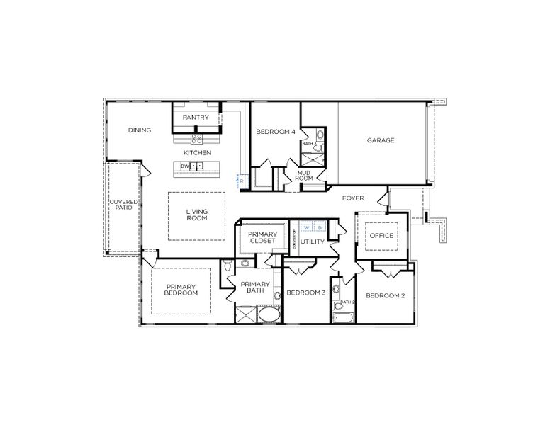 2D floor plan layout for the Sawgrass by Tricoast Homes in Canterra Creek 60', Iowa Colony, TX (Image 3). 2D floor plan layout for the Sawgrass by Tricoast Homes in Canterra Creek 60', Iowa Colony, TX (Image 3).