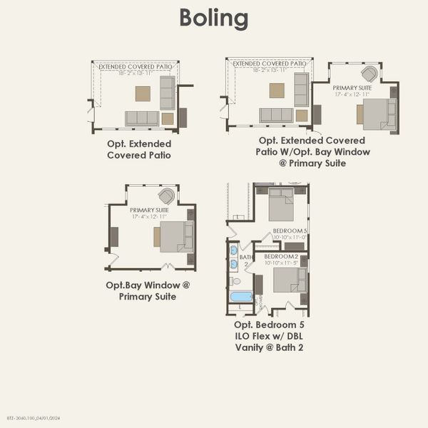 2D floor plan layout for the Boling by Pulte Homes in Wilson Creek Meadows, Celina, TX (Image 4).