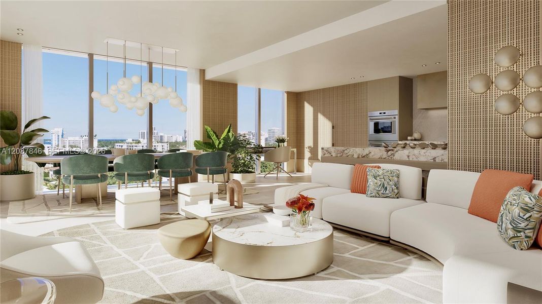 Furnished interior view inside a new home in Origin Residences, Bay Harbor Islands (Image 13).