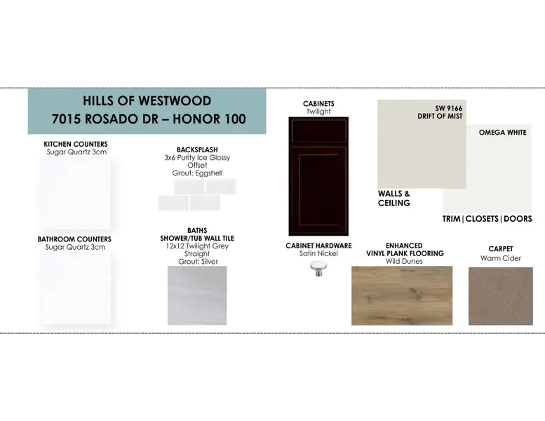 Sample of building materials used in homes in Hills of Westwood, Temple (Image 4).