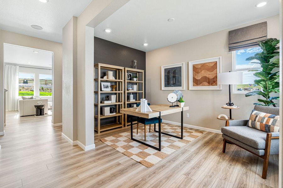 Furnished interior view inside a new home in Trailstone, Arvada (Image 8).