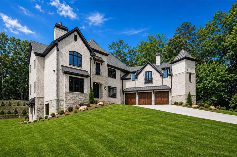 Front exterior of a new home in , Roswell, GA, highlighting curb appeal (Image 2). Front exterior of a new home in , Roswell, GA, highlighting curb appeal (Image 2).