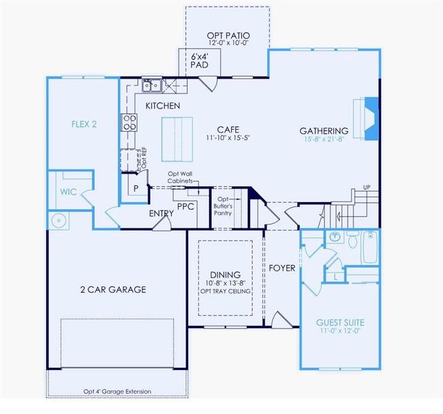 2D floor plan layout of this home in Sierra Creek, Hoschton, GA (Image 3).