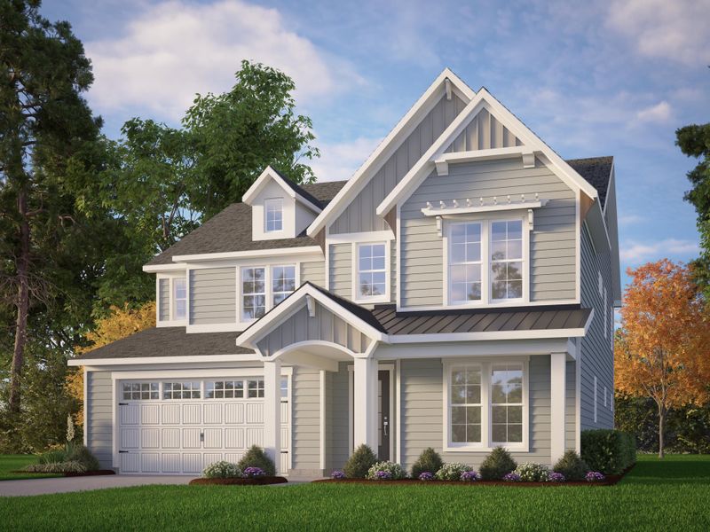 Representative exterior photo of a completed home built from the The Hampton by RobuckHomes in Stonehenge, Raleigh, NC (Image 32).