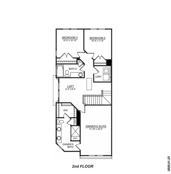 2D floor plan layout of this home in The Townes at Stonecrest, Hendersonville, NC (Image 5).