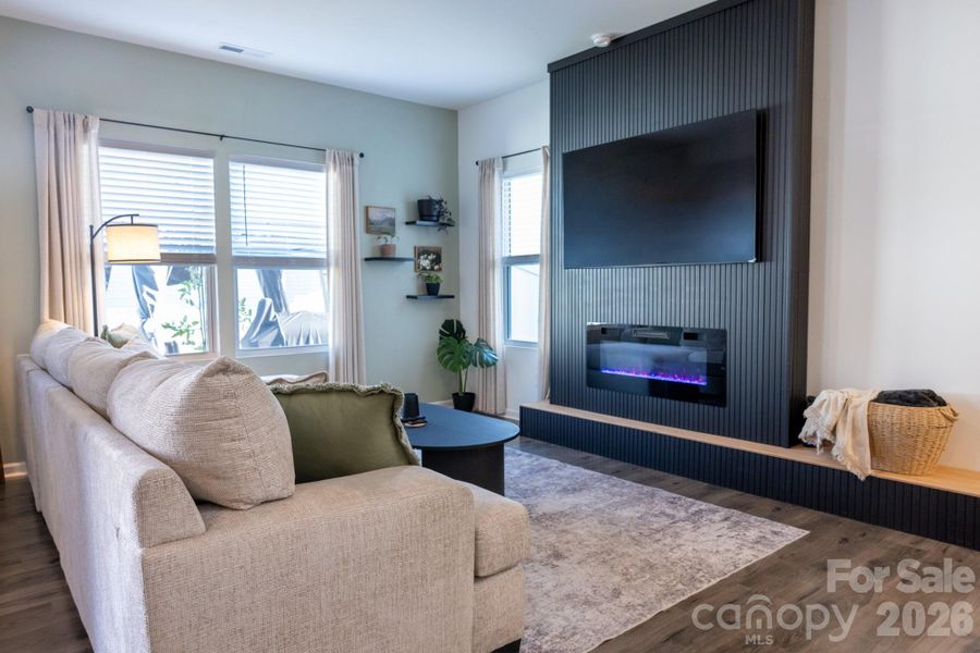 Custom electric fireplace and TV mount Custom electric fireplace and TV mount