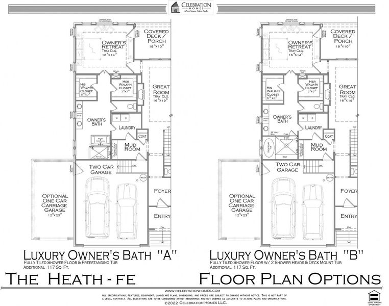 2D floor plan layout for the Heath by Celebration Homes in Shelton Square, Murfreesboro, TN (Image 7).
