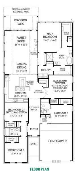2D floor plan layout of this home in Cherrywood Estates, Tomball, TX (Image 5).