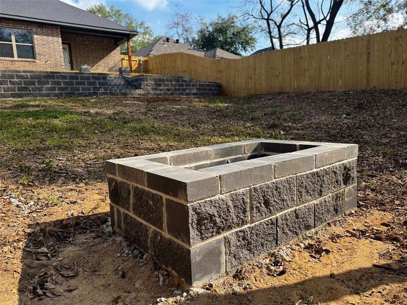 Exterior view of a fenced backyard