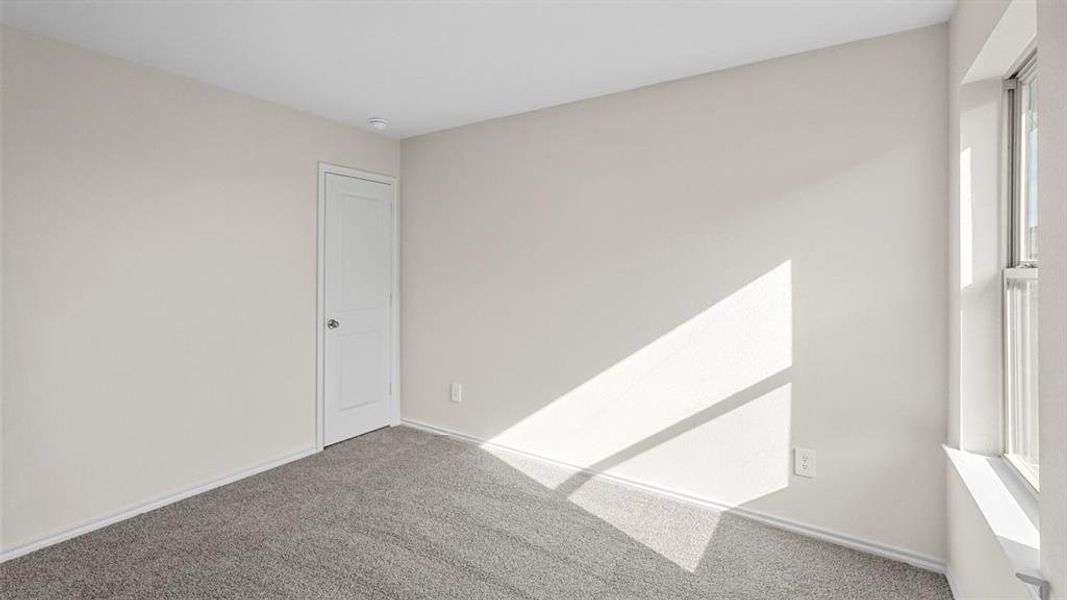 Empty room featuring carpet flooring and baseboards