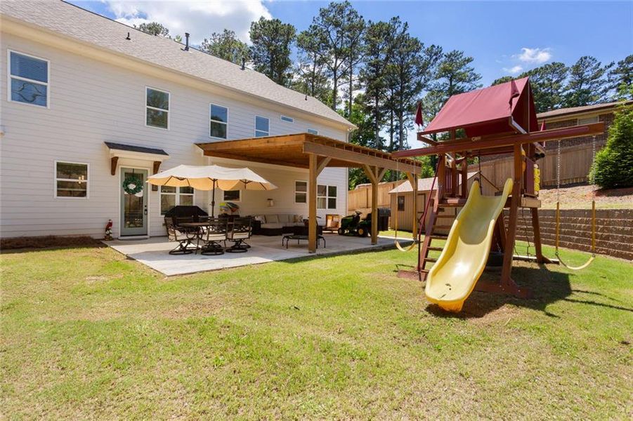 Exterior details and patio area of a home in , Marietta (Image 24).