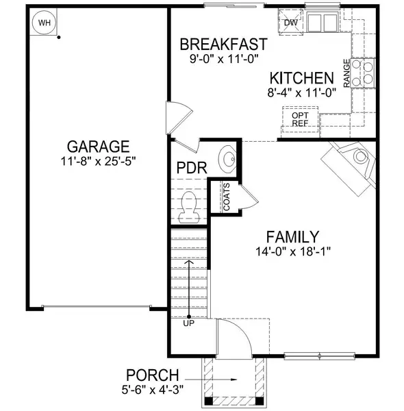 2D floor plan layout for the Rachel by D.R. Horton in Brookside Farms - The Meadows, Greer, SC (Image 3).
