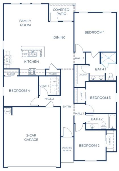2D floor plan layout of this home in Three Creeks, Belton, TX (Image 3).