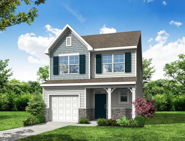 Front exterior of a new home in Caldwell Forest, Charlotte, NC, highlighting curb appeal (Image 1). Front exterior of a new home in Caldwell Forest, Charlotte, NC, highlighting curb appeal (Image 1).