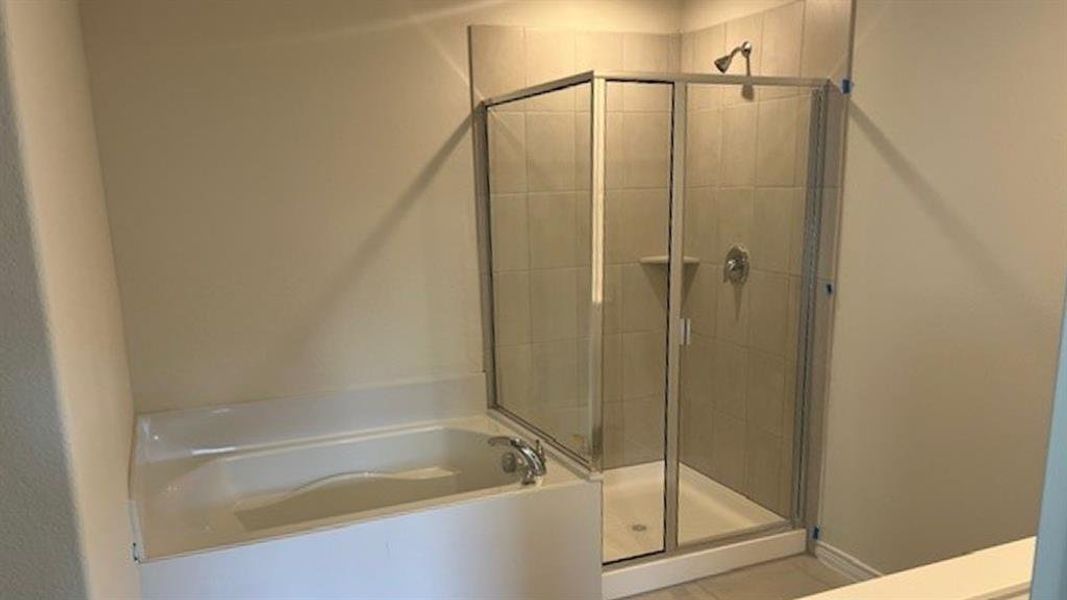 Full bathroom featuring a bath, a shower stall, and vanity Full bathroom featuring a bath, a shower stall, and vanity