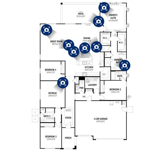 2D floor plan layout of this home in Las Ventanas, Goodyear, AZ (Image 2).