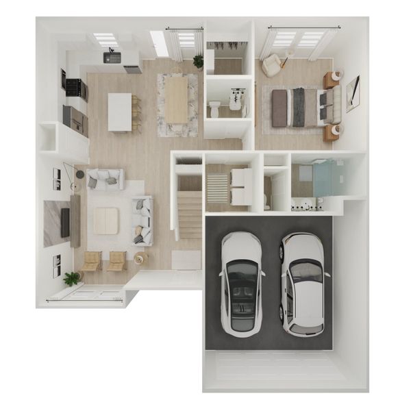2D floor plan layout for the Honeysuckle II by K. Hovnanian® Homes in Aspire at Ashland, Angleton, TX (Image 4). 2D floor plan layout for the Honeysuckle II by K. Hovnanian® Homes in Aspire at Ashland, Angleton, TX (Image 4).
