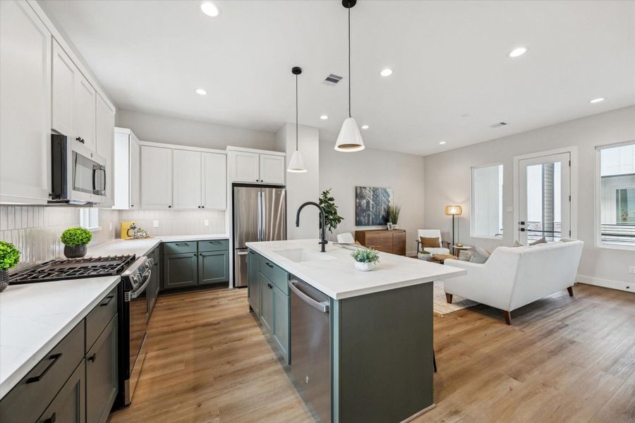 The breakfast bar is the perfect spot for casual meals.