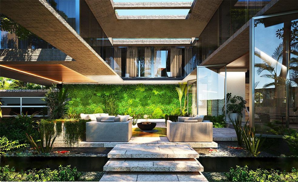 Exterior details and patio area of a home in , Miami Beach (Image 9). Exterior details and patio area of a home in , Miami Beach (Image 9).