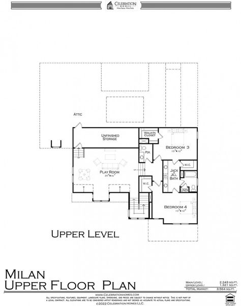 2D floor plan layout for the Milan by Celebration Homes in Annecy, Nolensville, TN (Image 5).
