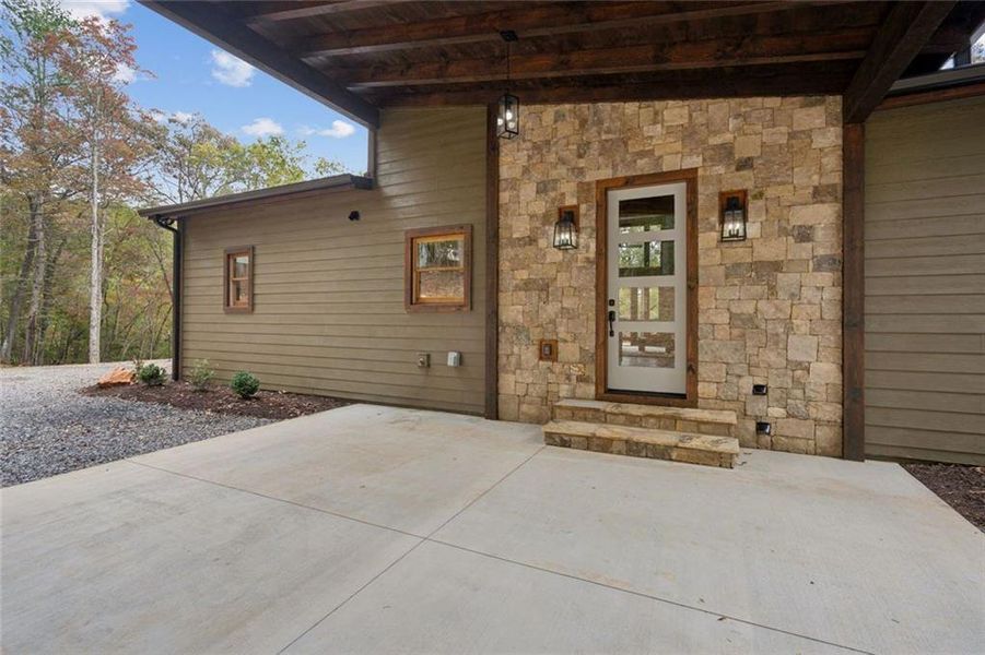 Exterior details and patio area of a home in , Mineral Bluff (Image 29).