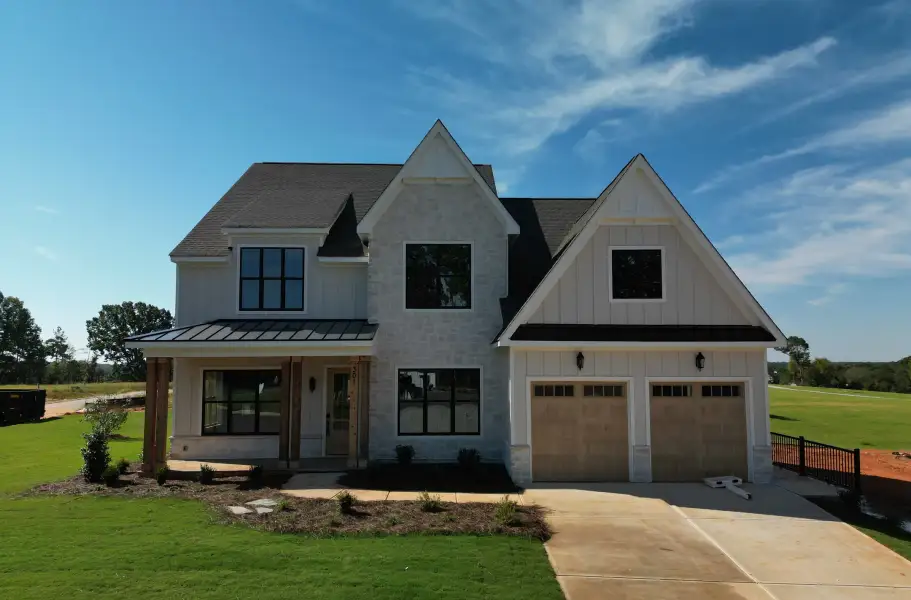 Representative exterior photo of a completed home built from the Nottingham by Keystone Custom Homes in Elysian at Weddington, Weddington, NC (Image 21).