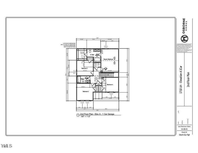 1710 LH Elev A - 1 Car sf