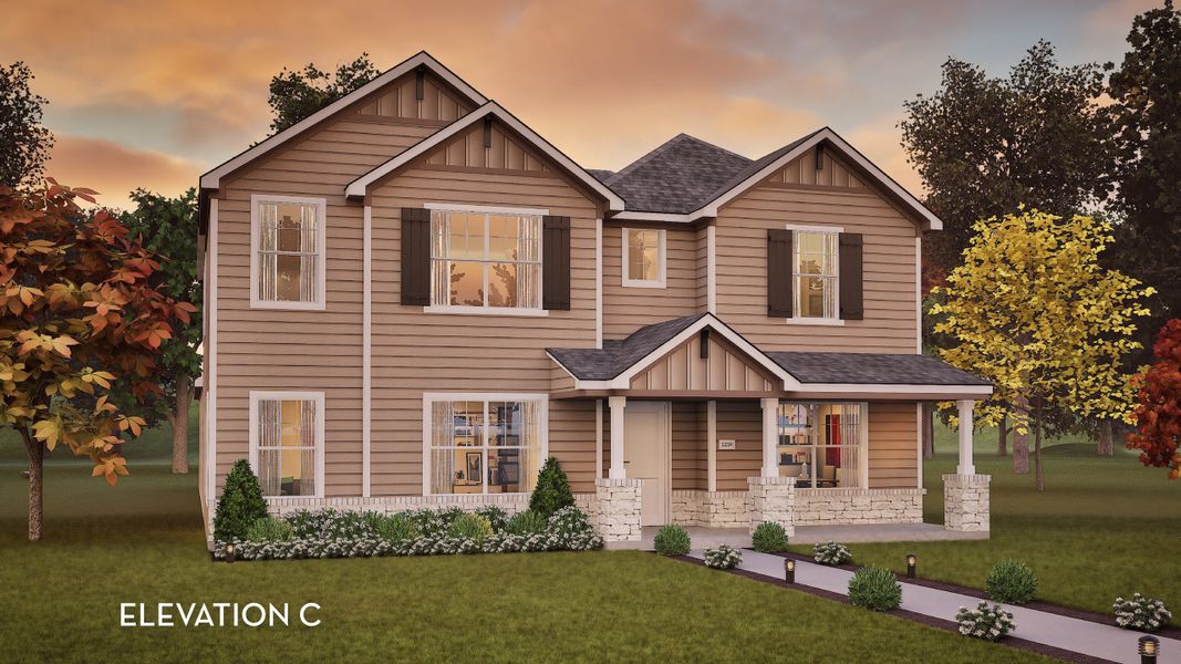 Representative exterior photo of a completed home built from the Jameson by CastleRock Communities in Brooklands, Hutto, TX (Image 3).