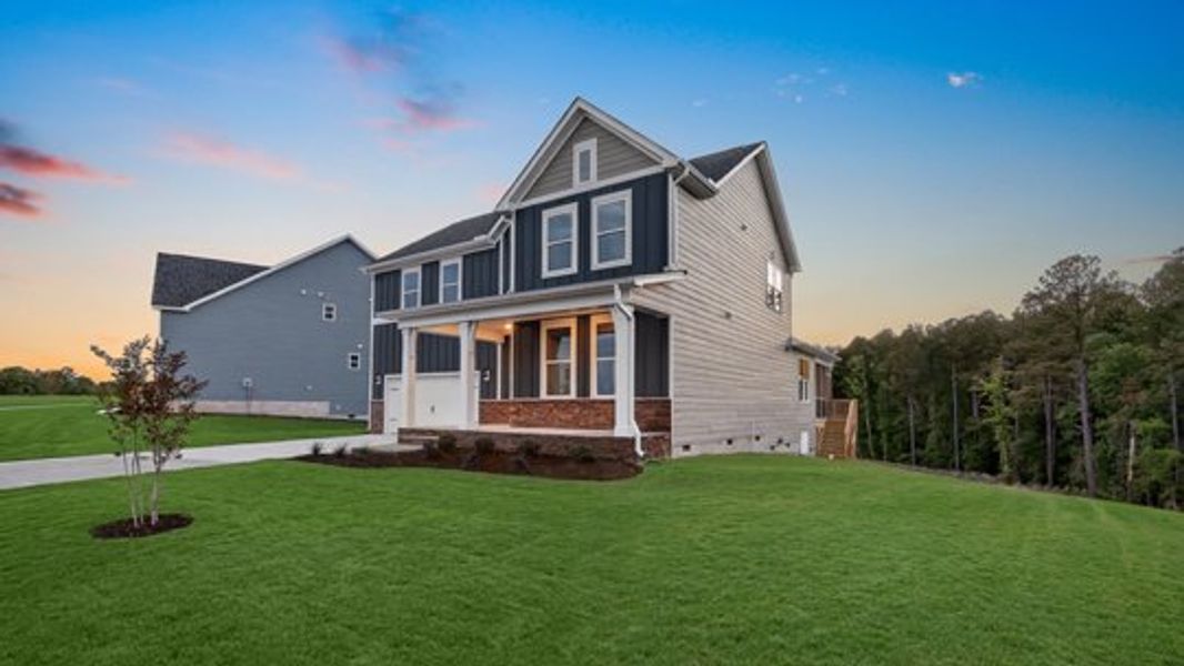 Representative exterior photo of a completed home built from the Hartwell by D.R. Horton in Kalas Falls, Wake Forest, NC (Image 20).